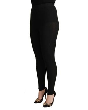 Dolce & Gabbana Elegant High Waist Cashmere-Silk Tight Pant - Black