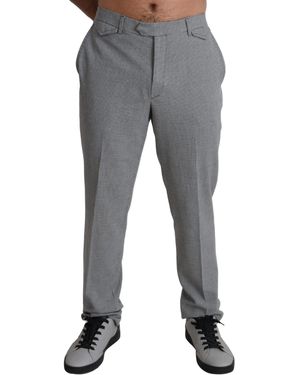 Bencivenga Wool Checkered Dress Formal Trouser Pants - Gray