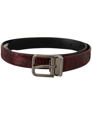 Dolce & Gabbana Exotic Leather Metal Logo Buckle Belt Python Skin - Black