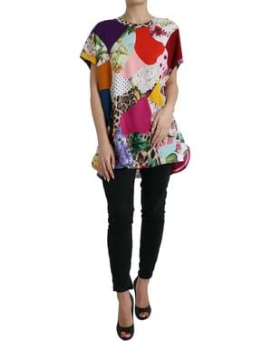 Dolce & Gabbana Patchwork Cotton Silk Blouse Top - Multicolour