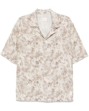 Emporio Armani Printed Linen Blend Shirt - White