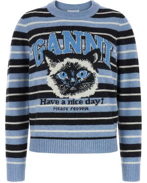 Ganni Wool Cardigan - Blue