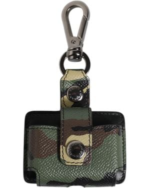 Dolce & Gabbana Camouflage Leather Airpods Case - Black