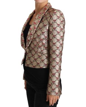Dolce & Gabbana Floral Sequined Blazer Coat Jacket Clothing - Brown