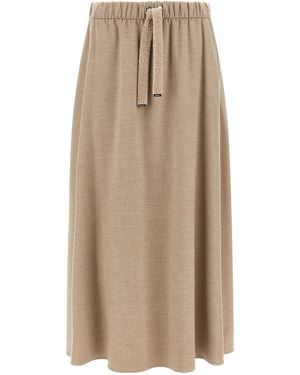 Herno Polyester Midi Skirt - Natural