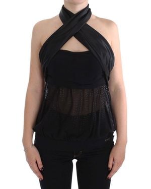 Exte Neck Wrap Top Blouse - Black