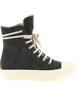 Rick Owens Cotton High Top Sneakers - Black