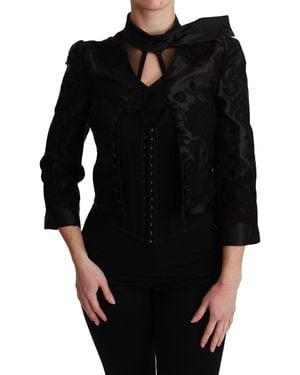 Dolce & Gabbana Dolce Gabbana Lace Sheer Corset Organza Silk Jacket - Black