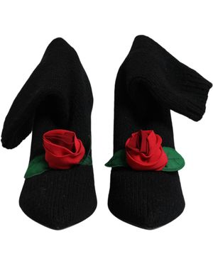 Dolce & Gabbana Stiletto Heels Mid Calf Boots Shoes - Black