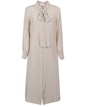 CRI.DA Polka Dot Silk Midi Dress - Gray