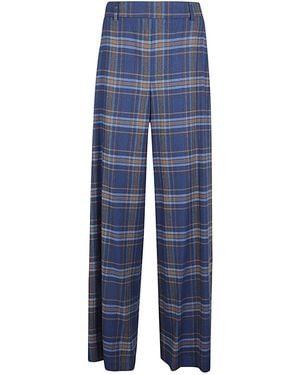 Niu Wide Leg Checked Pants - Blue