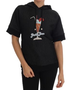 Dolce & Gabbana Black Tale Crystal Hooded Jumper