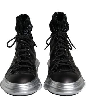 Dolce & Gabbana Nylon Galileo High Top Trainers Shoes - Black
