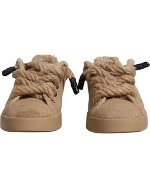 Dolce & Gabbana Jute Fabric Low Top Trainers Shoes - Brown