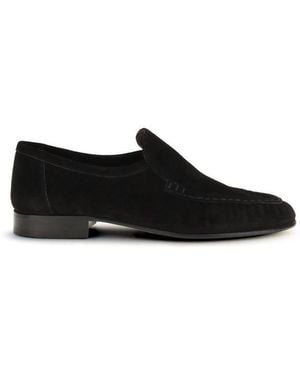The Row Suede Leather Slip-On Loafers - Black