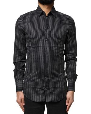 Dolce & Gabbana Patterned Cotton Dress Shirt - Black