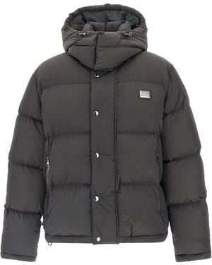 Dolce & Gabbana Dolce & Gabbana Quilted Logo Patch Down Jacket - Grey