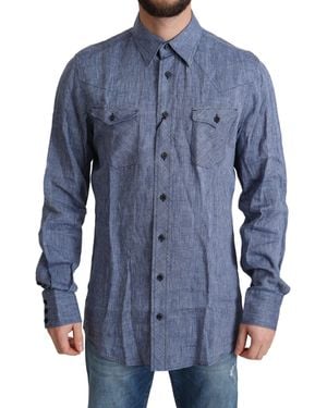 Dolce & Gabbana Stripes Casual Button Down Shirt - Blue