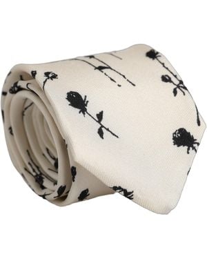 Dolce & Gabbana Floral Print Adjustable Neckmen's Accessory Tie - Natural