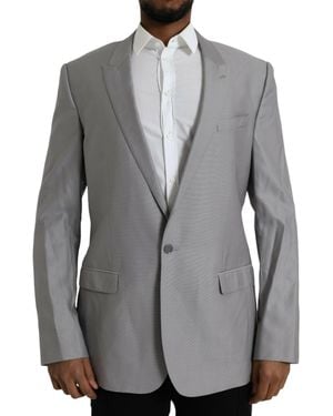 Dolce & Gabbana Wool Peak Single Breasted Coat Blazer - Grey