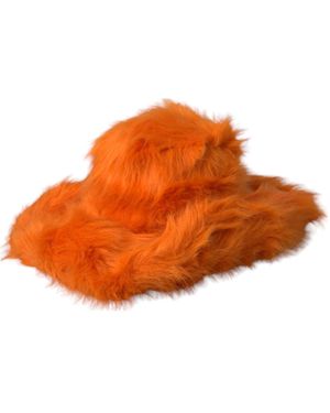 Dolce & Gabbana Faux Fur Polyester Fedora Hat - Orange
