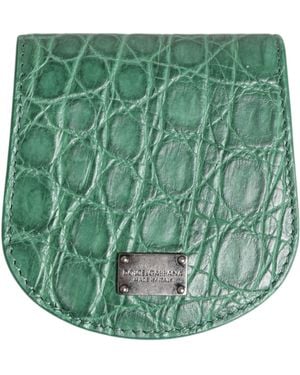 Dolce & Gabbana Green Exotic Skin Coin Condom Case Holder Pocket Wallet