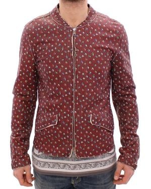 Dolce & Gabbana Leather Boxer Print Jacket Coat - Red