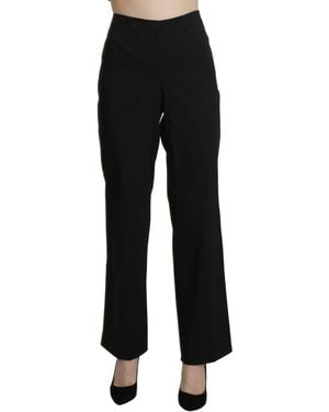 Bencivenga High Waist Straight Dress Trouser Pants - Black
