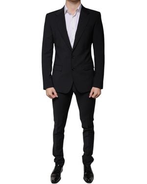 Dolce & Gabbana Wool 3 Piece Slim Fit Formal Suit - Black