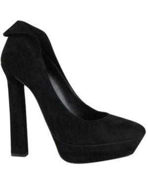 Bottega Veneta Suede Platform Heel Pump - Black