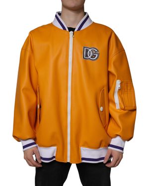 Dolce & Gabbana Full Zip Jersey Bomber Jacket - Orange