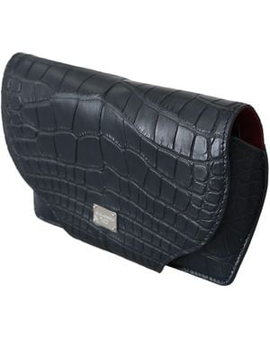Dolce & Gabbana Crocodile Eyewear Sunglasses Case Cover Pouch Skin Leather - Black