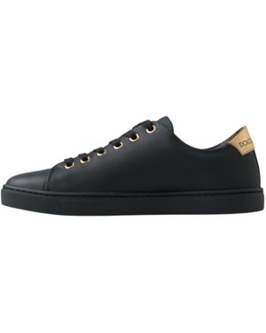 Dolce & Gabbana Leather Portofino Lace Up Sneakers Shoes - Black
