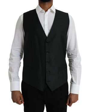 Dolce & Gabbana Wool Waistcoat Dress Formal Vest - Black
