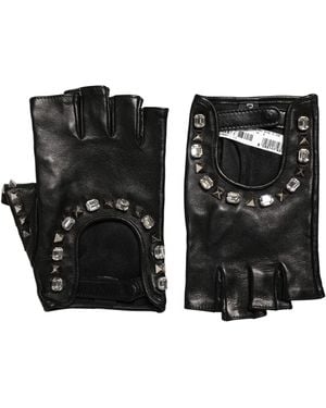 Dolce & Gabbana Embellished Wrist Length Mitten Gloves - Black