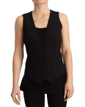 ベスト・ジレ DOLCE  GABBANA Women Vests F29FTTFU21EN0000 Black Zip-up leather vest in Black for Women | Dolce&Gabbana® US