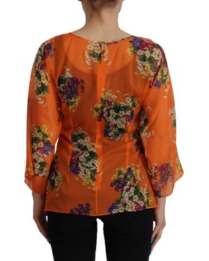 Dolce & Gabbana Floral Print Long Sleeve Blouse - Orange
