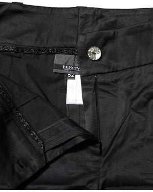 Bencivenga Cotton Blend Cropped Straight Leg Pants - Black