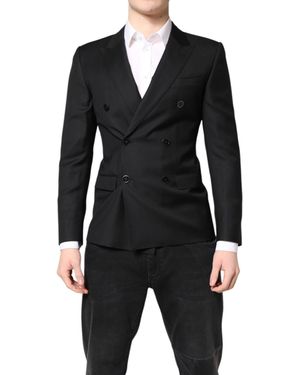 Dolce & Gabbana Martini Double Breasted Coat Blazer - Black