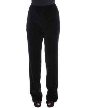 Ermanno Scervino Velvet Cotton Straight Legs Trousers - Black