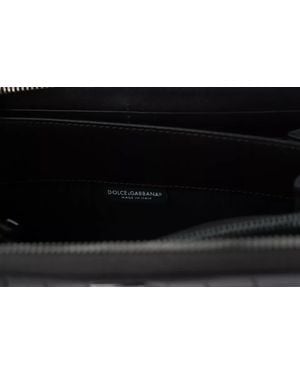 Dolce & Gabbana Exotic Leather Zip Around Continental Clutch Wallet - Black