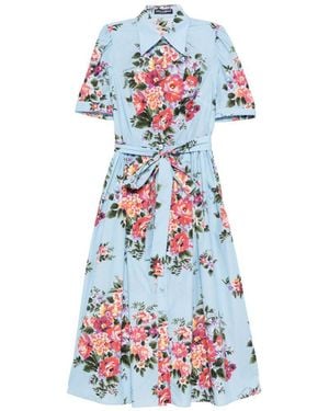 Dolce & Gabbana Cotton Dress With Floral Motif - White
