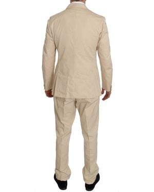 Romeo Gigli Two Piece 3 Button Cotton Solid Suit - Natural