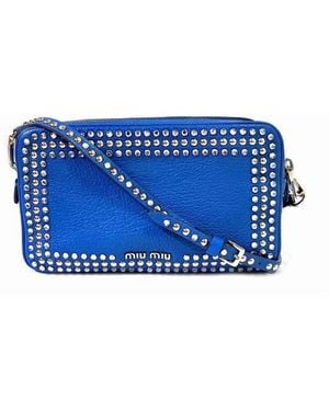 Miu Miu Ribbon Leather Shoulder Bag (Pre-Owned) - Blue