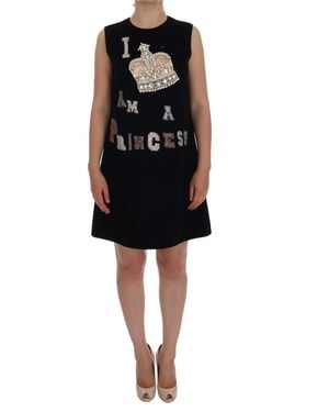 Dolce & Gabbana I Am A Princess Crystal Shift Dress - Black