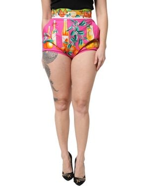 Dolce & Gabbana Printed High Waist Hot Trousers Shorts - Pink