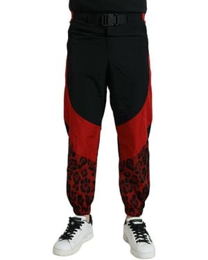 Dolce & Gabbana Leopard Print Nylon Jogger Trousers - Black