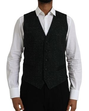 Dolce & Gabbana Silk Waistcoat Dress Formal Vest - Black