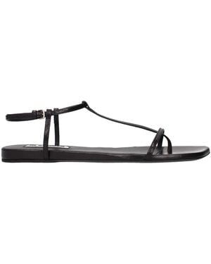Jil Sander Leather Flip-Flop Sandals - Black