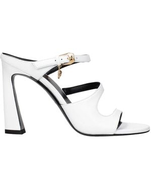 Versace Leather Stiletto Heel Sandals - White